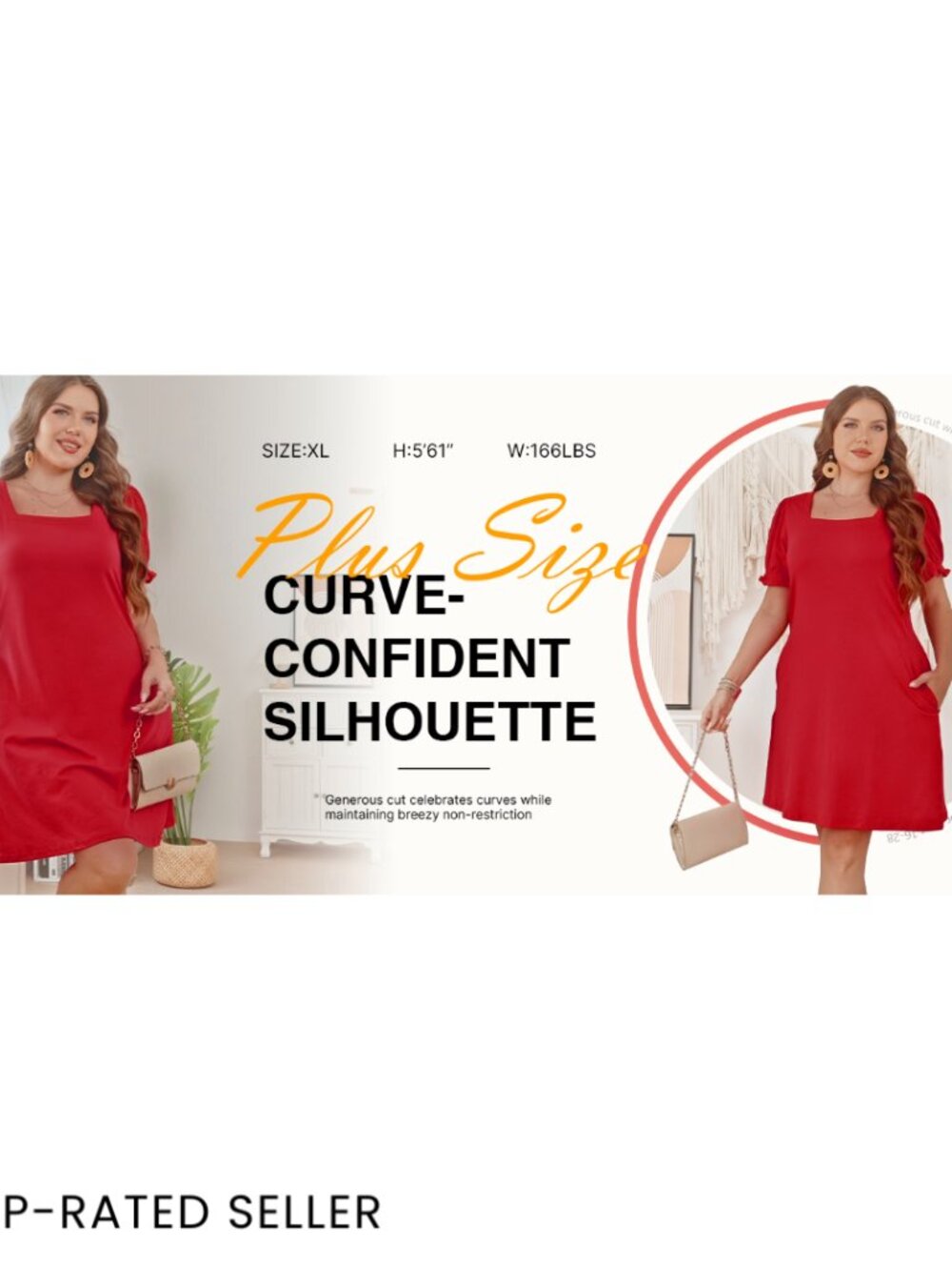 Square Neck Puff Sleeve Casual Dress with Pockets Chic Summer A-Line - Picture 7 of 7